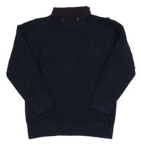 Tmavomodrý ľahký sveter s golierikom Next