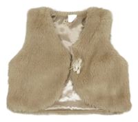 Béžová kožušinová podšitá vesta H&M