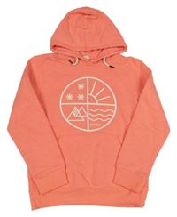 Neonově oranžová mikina s potiskem a kapucí 