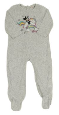 Sivý zamatový overal s Minnie Disney