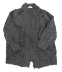Tmavosivý trblietavý chlpatý svetrový cardigan Next