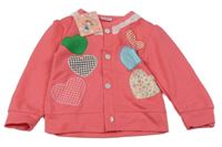 Nové - Ružová ľahká prepínaci mikina so srdiečkami