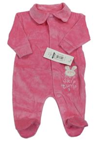 Nové - růžový sametový overal s králíkem dunnes