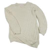 Smetanovo-zlatý melírovaný vzorovaný sveter