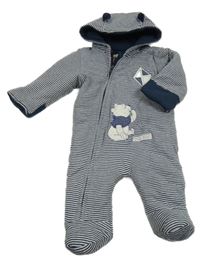 Tmavomodro-biela zateplená tepláková kombinéza s Púem a kapucňou George