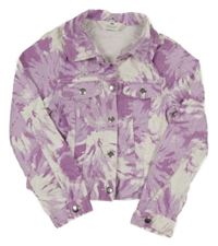 Fialovo-biela vzorovaná crop plátenná bunda H&M