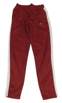 Rubínové melírované sportovní tepláky s bílým pruhem 