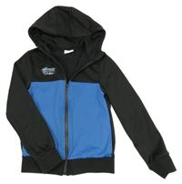 Černo-modrá sportovní propínací mikina s kapucí 