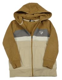 Hnědo-smetanová propínací mikina s kapucí George