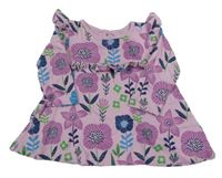 Lila květovaná tunika s volánkem 