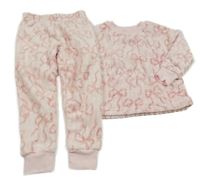 Nové - světlerůžové plyšové pyžamo s mašličkami dunnes