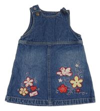 Tmavomodré rifľové na traké šaty s kvetinami Topolino