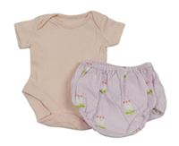 2 set - svetloružové body + lila kalhotky pod šaty