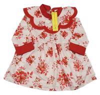 Nové - bielo-červené kvetované šaty s golierom Shein