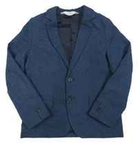 Tmavomodré vzorované ľanové spoločenské sako H&M