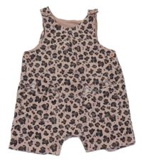 Růžovo-černé manšestrové laclové leopardí kraťasy George