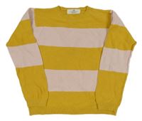 Okrovo-ružový pruhovaný ľahký sveter H&M