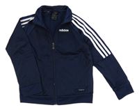 Tmavomodrá sportovní funkční propínací mikina s logem a kapucí Adidas