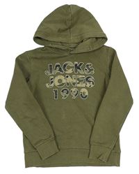 Khaki mikina s kapucňou a army nápisom Jack&Jones
