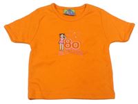 Oranžové tričko s dívkou a číslom