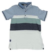 Modro-bielo-šedozelené polo tričko s pruhmi George