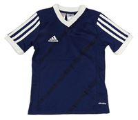 Tmavomodro-biele športové tričko s logom Adidas