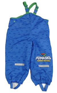 Modré šusťákové vzorované laclové zateplené kalhoty - PJMASKAS