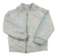 Svetlošedá -farebná prepínaci mikina s pruhmi Adidas