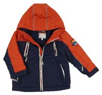 Červeno-tmavomodrá šusťáková zimní bunda s kapucí Vertbaudet