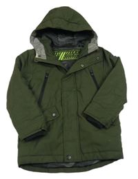 Khaki šušťáková zimná bunda s kapucňou zn. Next