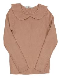 Růžový žebrovaný svetr s límečkem Primark