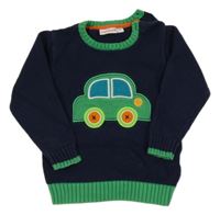 Tmavomodro-zelený svetr s autem Liegelind