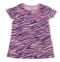 Růžovo-fialové vzorované sportovní tričko 