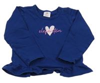 Tmavomodré tričko so srdcem a volánikom