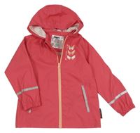 Fuchsiová vodeodolná jarná bunda s motýlikmi a kapucňou Lupilu