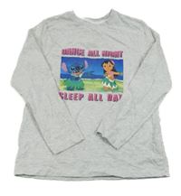 Svetlosivé melírované tričko s potlačou a nápisy - Lilo a Stitch Primark