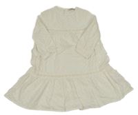 Bílé perforované květované lehké šaty 