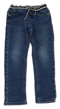 Tmavomodré teplákové skinny rifle s úpletovým pasom C&A