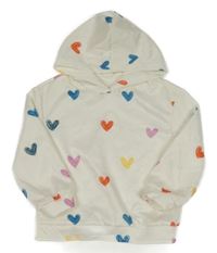 Biela mikina so srdiečkami a kapucňou SHEIN