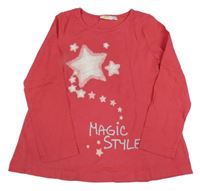 Fuchsiové triko s hvězdami a nápisem Kids