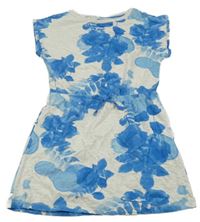 Svetlošedá -modré kvetované bavlnené šaty Name it