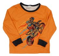 Oranžovo-čierne tričko s jezdcem na motorce
