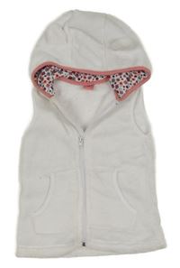 Biela plyšová vesta s kapucňou Kiki&Koko