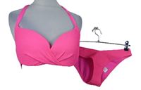 Dámské neonově růžové dvoudílné push-up plavky Calzedonia 