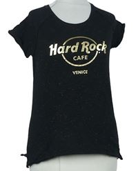 Dámské černé třpytivé tričko s logem Hard Rock 