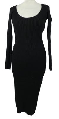 Dámske čierne rebrované midi šaty H&M