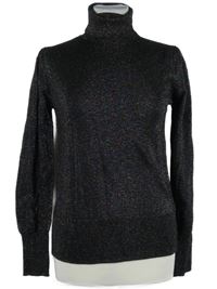 Dámský černo-barevný třpytivý svetrový rolák TU 