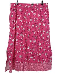 Dámska fuchsiová kvietkovana midi sukňa Cotton