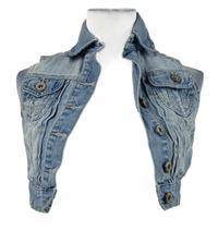 Dámska svetlomodrá crop rifľová vesta s vyšúchaním New Look