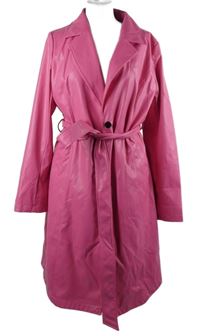 Dámský fuchsiový koženkový kabát s páskem Lypobala 